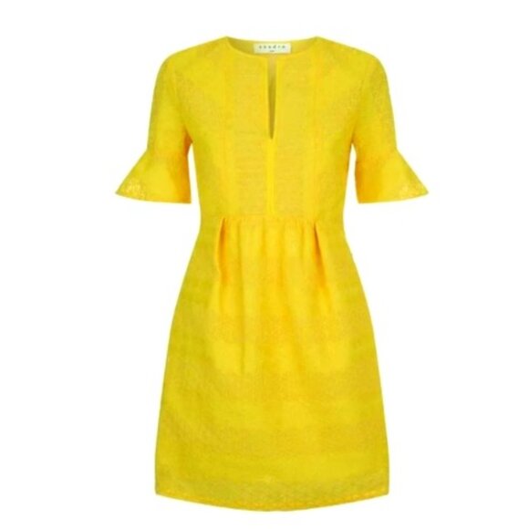 Sandro Paris Mimosa Yellow Short Sleeve Dress Mini Polyester Size 1 NWOT - Picture 1 of 1